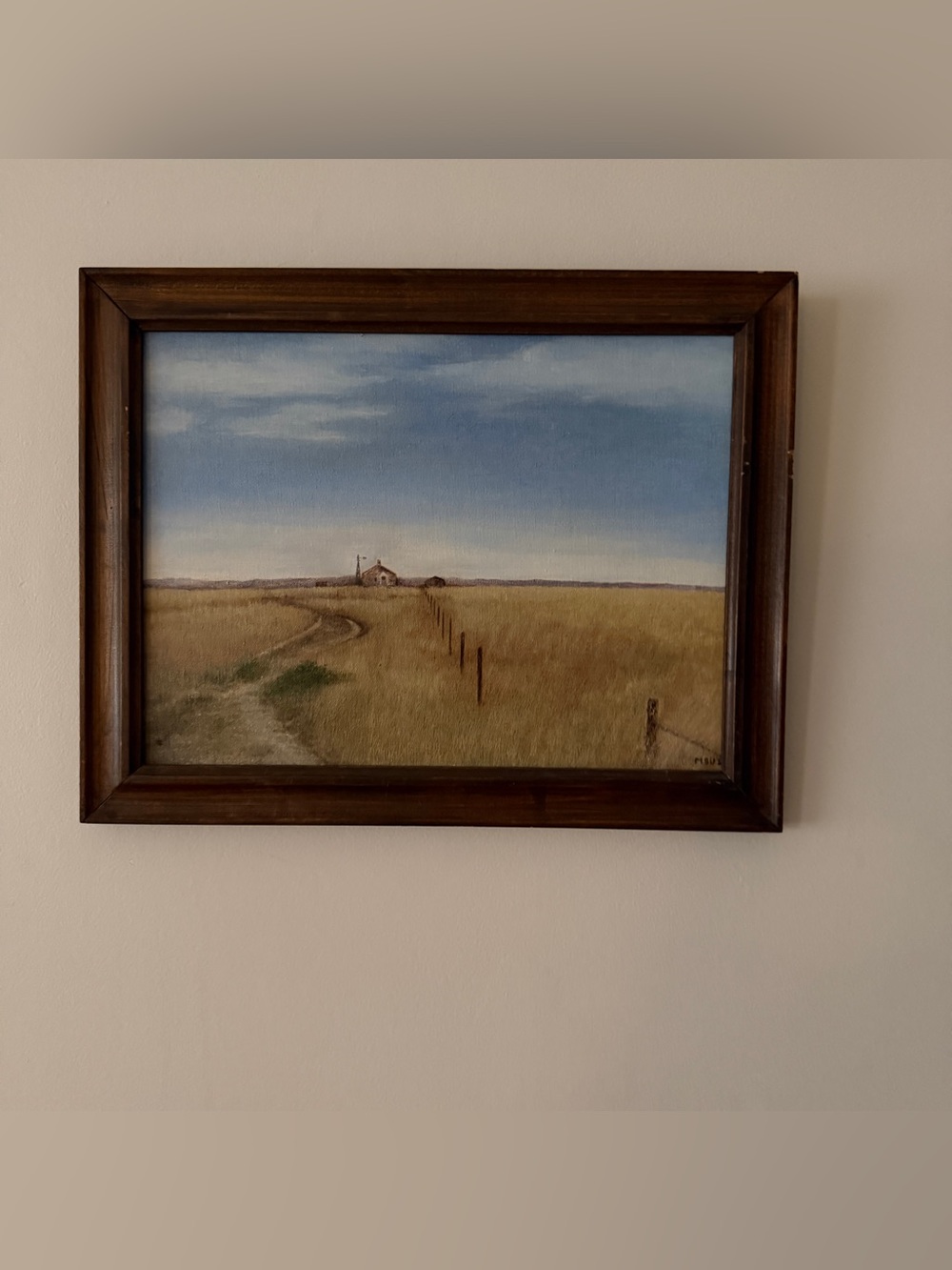 Vintage signed and Framed Prairie Landscape Wall Art